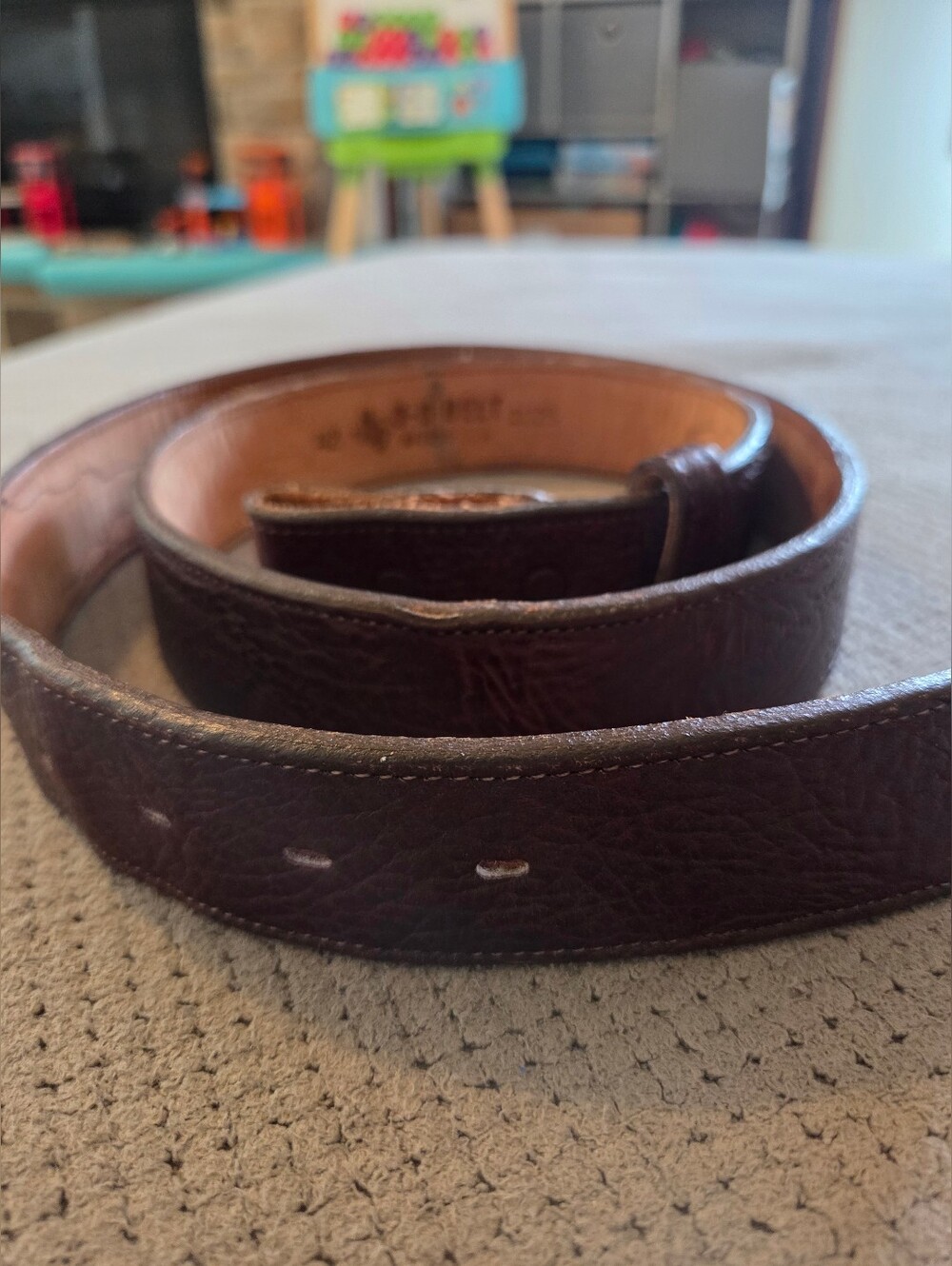 Vintage 3-D Belt Leather Belt Brown Full Grain Cowhide Western Made USA Size 42 - Picture 14 of 16